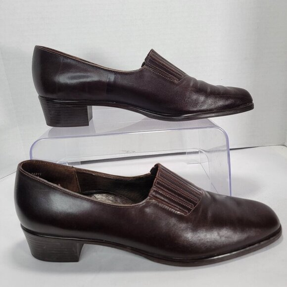 Munro Womens 10 Leather Slip-On Loafers Brown Office Business Casual Made in USA